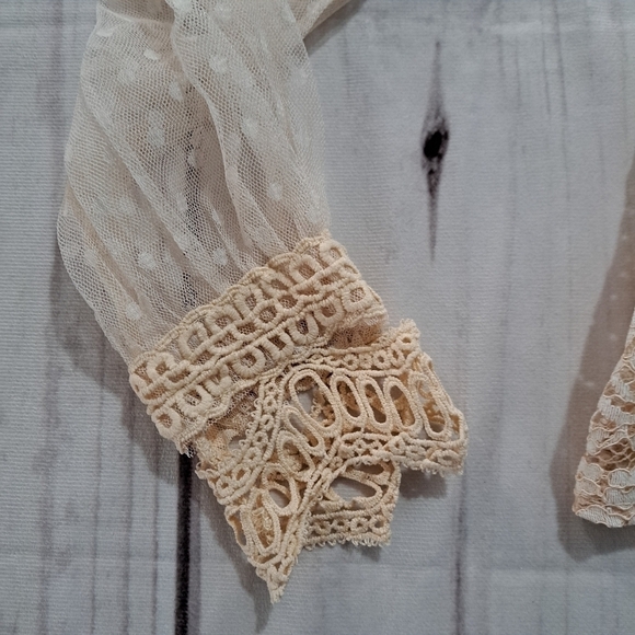 Boho Bohemian Lace Sheer Long Sleeve Small - Picture 7 of 10